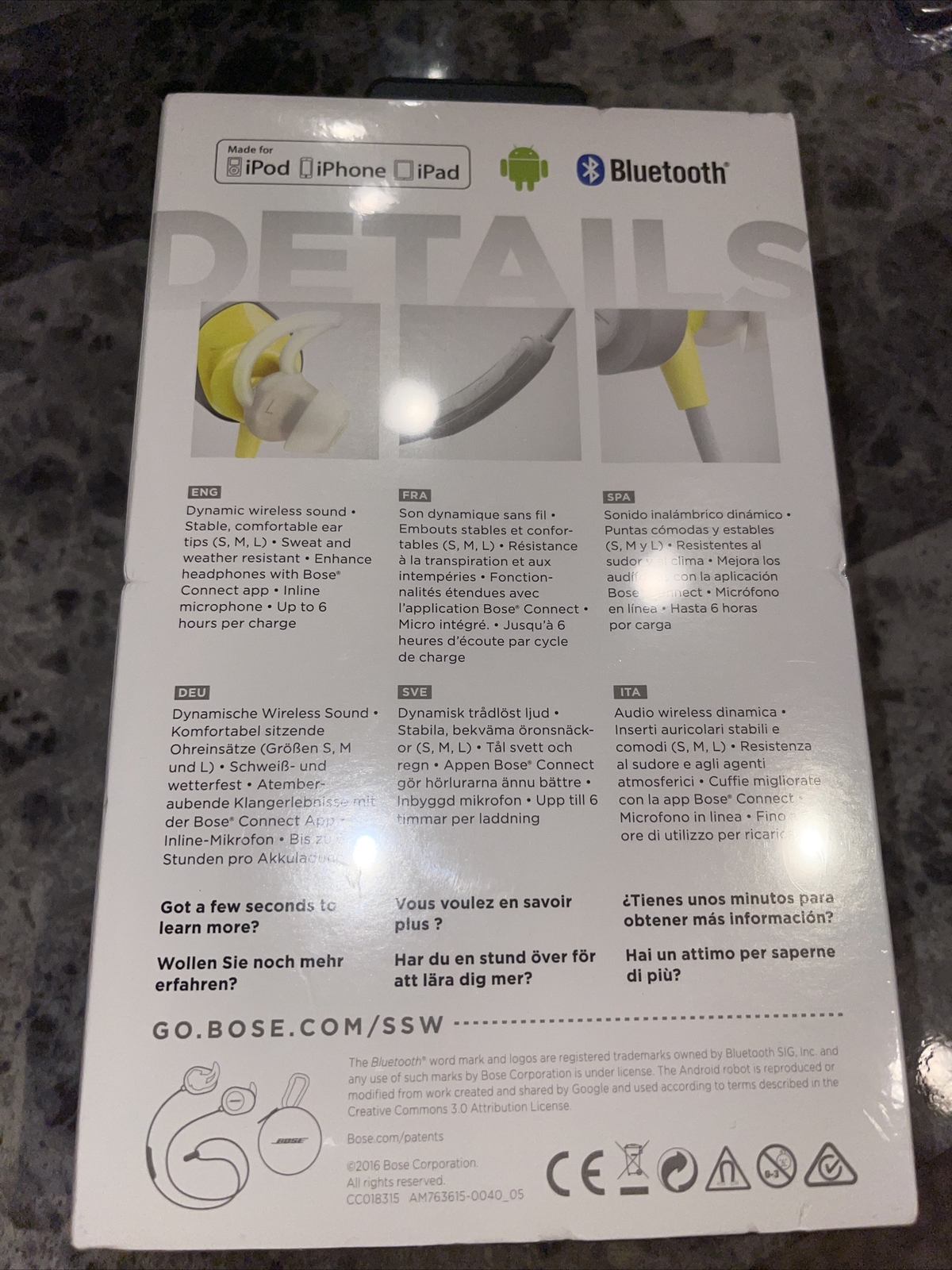 Bose SoundSport In Ear Headphone - Citron for sale online | eBay
