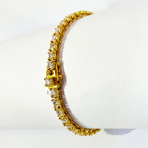 Unisex White Treated Diamond Tennis Bracelet 7.50" In Yellow Finish Certified ! - Picture 6 of 8