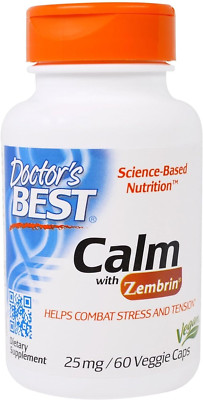 Doctor's Best Calm with Zembrin, Stress & Mood Support, 25Mg Veggie Caps, 60ct