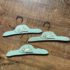 3 1930s Wood Hangers Child's Size Painted Scottie Terrier Dog Puppy Ball 6H