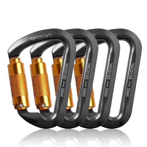 30KN Heavy Duty Auto Locking Climbing Carabiner Aluminum D Ring Clips Twist Lock - Picture 13 of 14