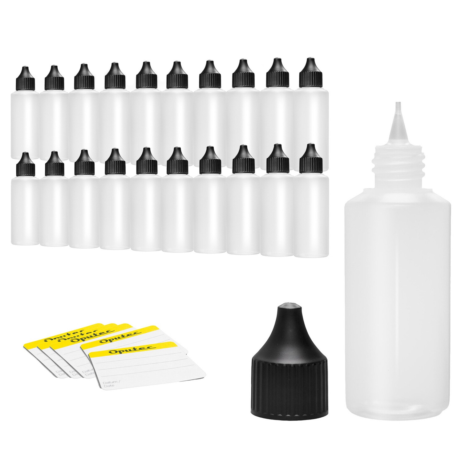20 botellas vacías Oputec de 100 ml botellas de líquido botellas de plástico botellas de goteo