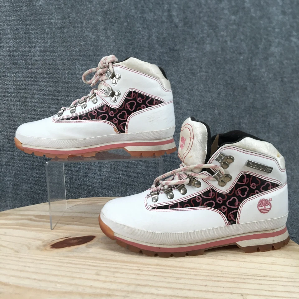 Timberland Boots Womens 8.5 M Euro Hiker Bootie White Leather Lace Up Ankle Top - Image 2 of 4