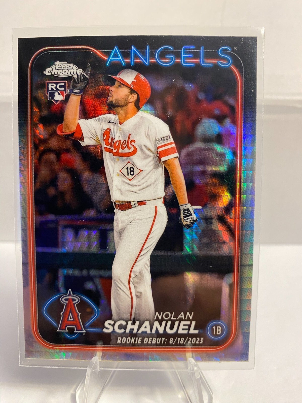 2024 Topps Chrome Update Nolan Schanuel Prism Refractor RC #USC68 Angels