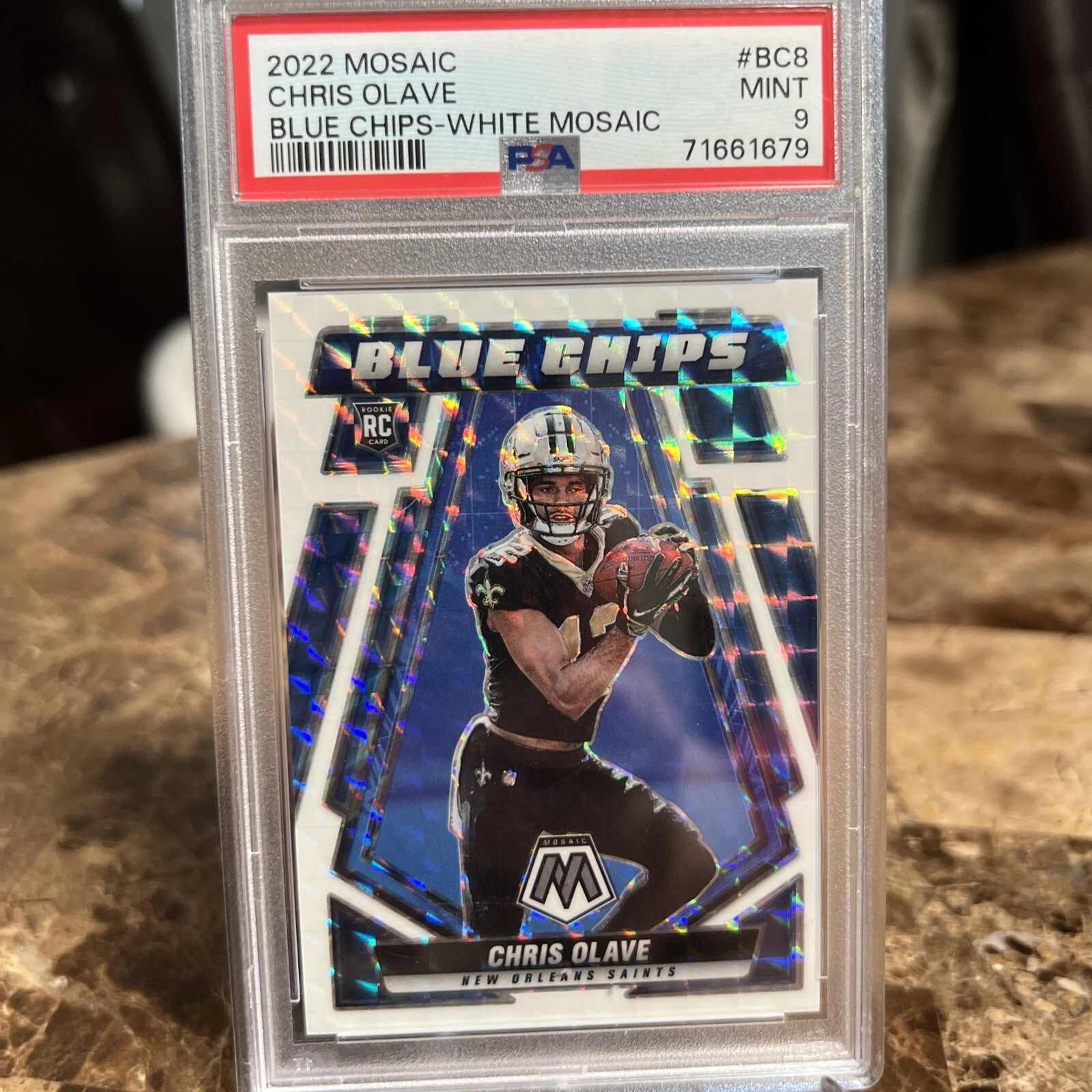 Chris Olave Panini Mosaic Blue Chips #BC8 White Mosaic