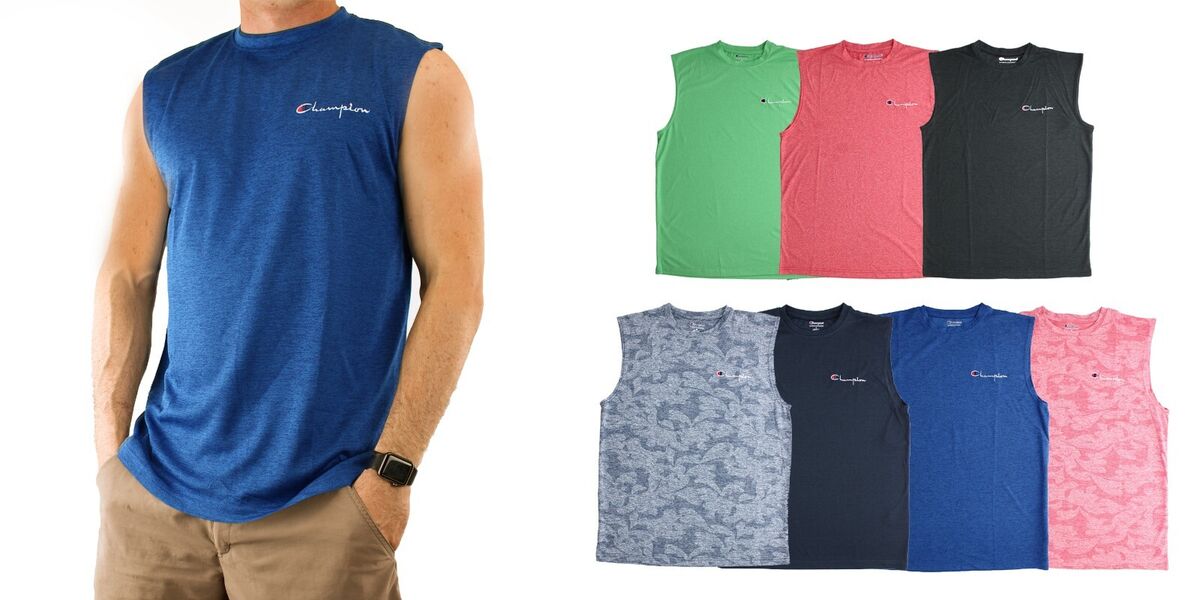 Champion Men's Muscle T-Shirt Sleeveless Double Dry Moisture Champion Men's Muscle T-Shirt Sleeveless Double Dry Moisture