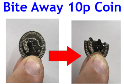 1x Bite Away 10p Münze Zaubertrick ~ 10 Pence beißender Silber Snack ~ einfach zu machen