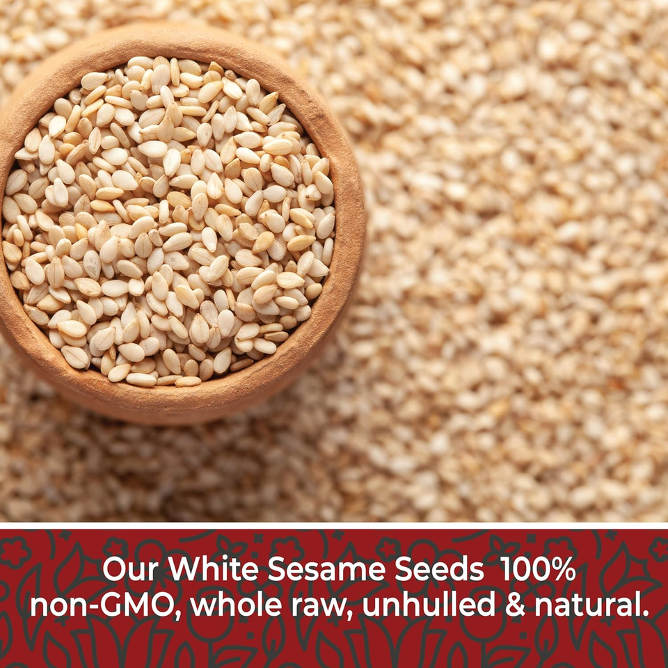 Sesame Seeds Bulk 2Lbs White Raw Sesame Seeds for Baking Unhulled
