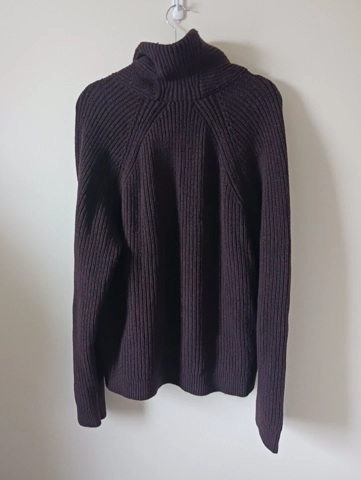 Banana Republic Mens Wool Blend Sweater Pullover Sz 2XL Brown Shawl Neck Henley - Image 2 of 4