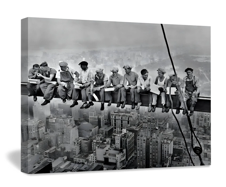 New York Lunch On A Skyscraper Home Wall Art Print Great Gift  POSTER CANVAS - Image 3 of 3