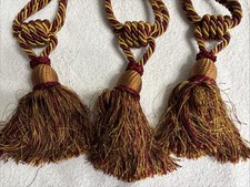 Vintage Curtain Tie Backs 3 Burgundy And Gold