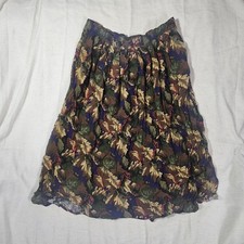Tan Jay Vtg Midi Skirt Multicolor Flowy Leaf Woodland Fairy Sz 16 Cottagecore