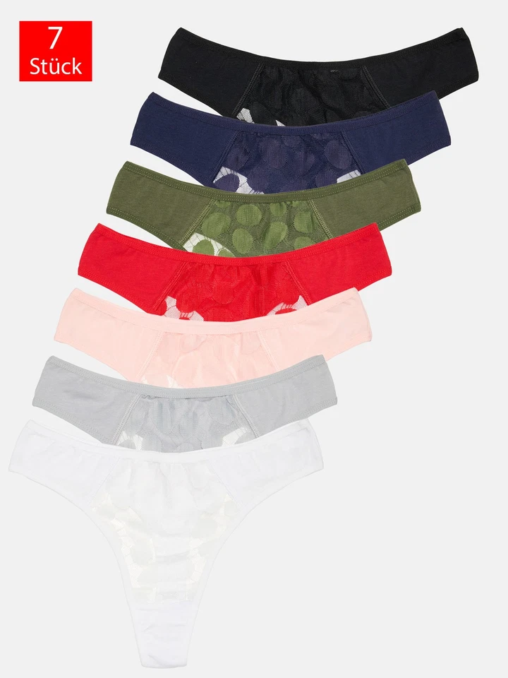 Tazzio String 7er-Pack Damen Tanga Slip Slips Unterwäsche Unterhose