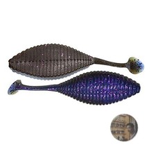HIDEUP Stagger Wide 4 Soft Plastic Worm #254 Gun Grape Bass Fishing Lure 4pcs