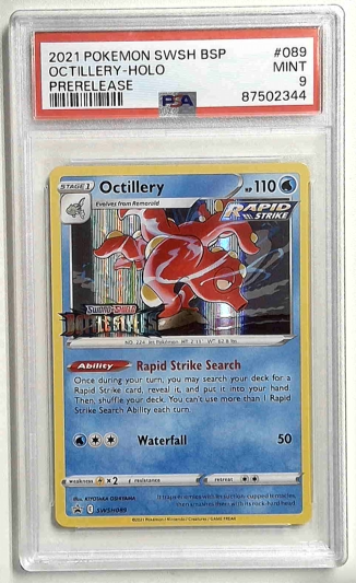 1x V1016: 2021: OCTILLERY-HOLO: SWSH089: PRERELEASE: PSA 9: MINT