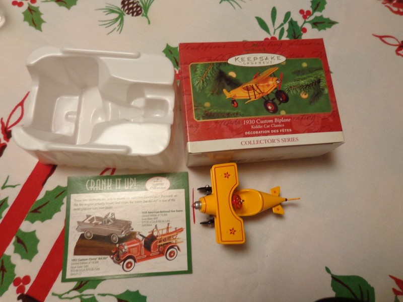 Vintage 2001 Hallmark Ornament 1930  Custom Biplane Airplane Kiddie Car NIB