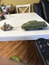 Tin Police Chase Car And Motorcycle Works Great. 