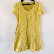 Flax Women Stripe Oversized Midi Dress Size P Lagenlook Coastal Beach Casual