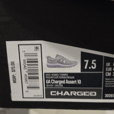 Under Armour UA Charged Assert 10 Men s Gray Mesh Sneaker, Regular Width