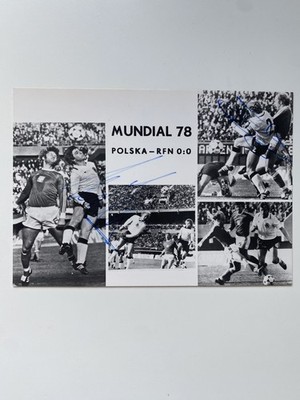 WM 1978 Postkarte DE-Pol Autogrammkarte Signiert Berti Vogts Manfred Kaltz DFB