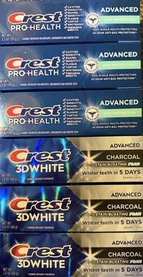 NEW Set of 6 Crest Toothpaste: 3 Pro-Health Advanced, 3 3D White
