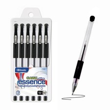 BAZIC Essence Gel Pen 0.7mm Black Color, Comfort Grip, 6/Pack , 24-Pack