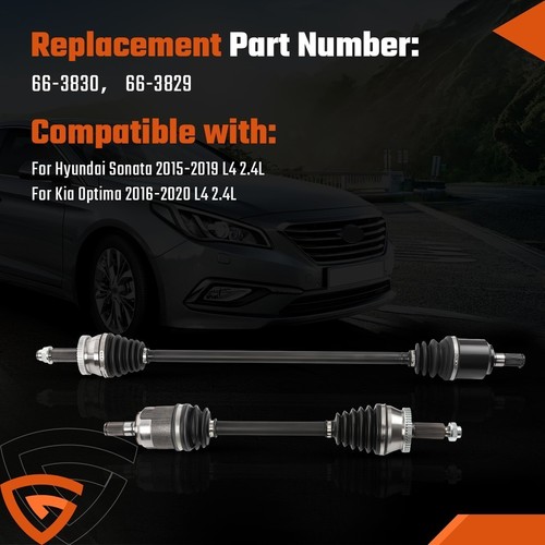 Pair Front CV Axle Shaft Set for 2015-2019 Hyundai Sonata 2016-2020 Kia Optima - Picture 3 of 22