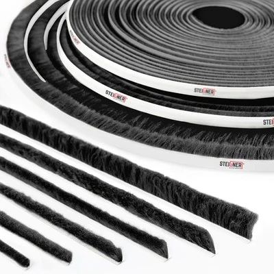 STEIGNER Guarnizione Spazzola Autoadesiva Nera Spazzola Guarnizione Spazzola Porta Finestra