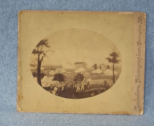 Battle of Lexington Missouri Saunders Lithograph Civil War Cabinet Photograph