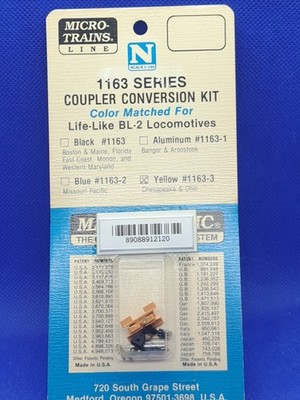 Micro-Trains 1163-3 N Scale LL BL-2 C&O Magne-Matic Coupler Set Yellow B6