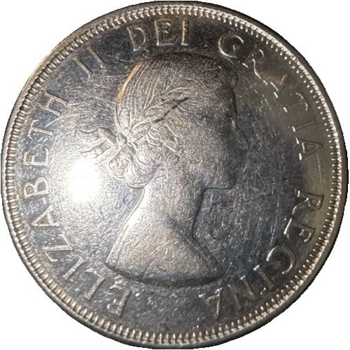 1961 Canada 50 Cents Silver Coin .800 11.5G CanadianElizabeth II. See Pics.