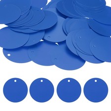 100Pcs 5cm/1.9" Round Plastic Tags Waterproof Identification Price Tags, Blue