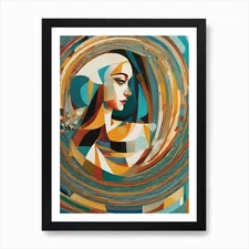 Endure - Abstract Art Deco Geometri Framed Wall Art Poster Canvas Print Picture