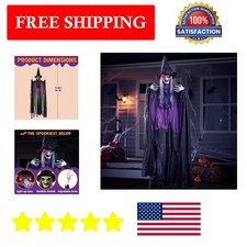 Realistic 72-Inch Hanging Witch Decoration with Creepy Features for Outdoor Fun