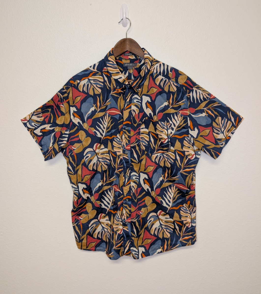Eddie Bauer Men's Baja Button-Up Short Sleeve Shirt Sz XL Beach