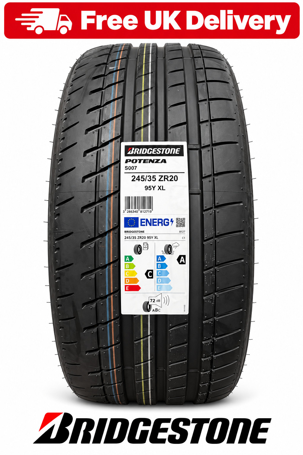 2 x 245/35R20 95Y XL BRIDGESTONE EXTRA LOAD 245 35 20 DA70 . - Image 2
