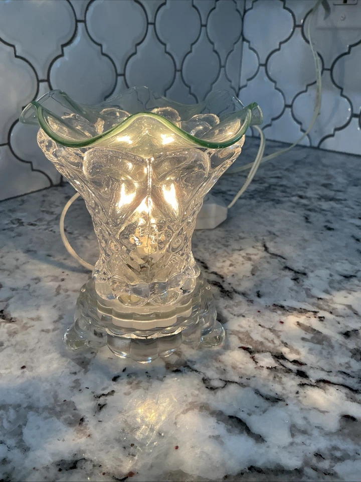 Calentador de tarta de aceite eléctrico de vidrio difusor de fragancia quemador lámpara regulable con aceite Foto 2 de 4