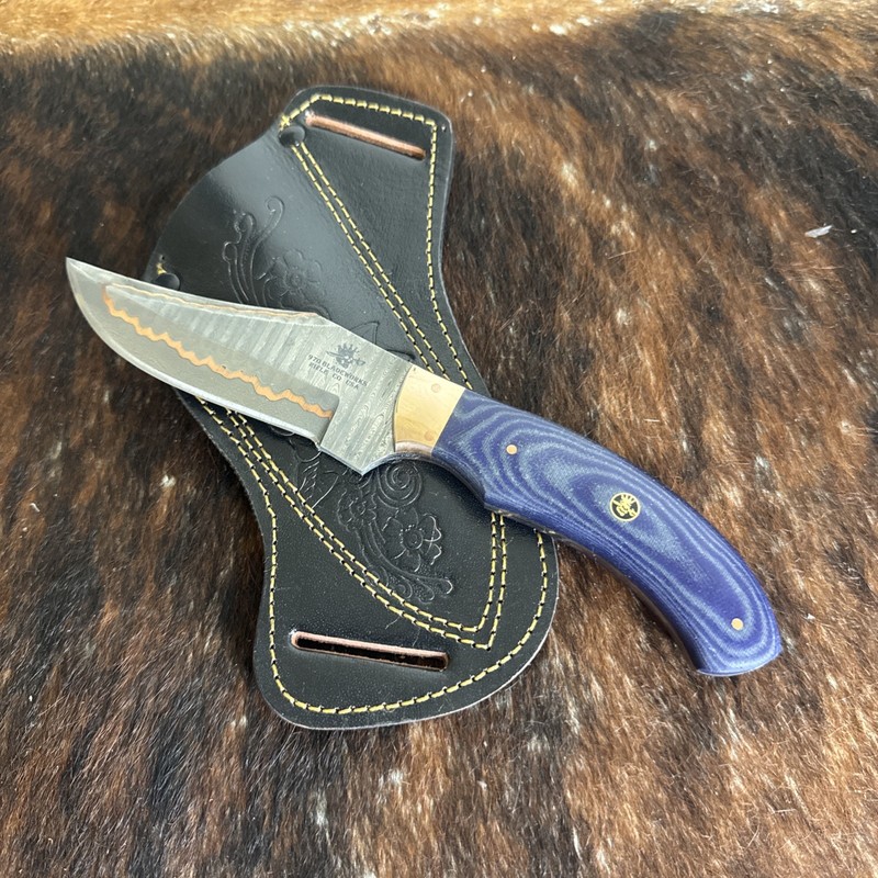 970 Blade Works Hand Made Hand copper Damascus Fixed Blade With Sheath