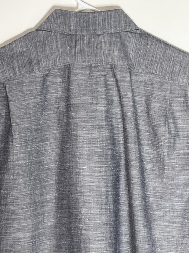 Hart Schaffner Marx Shirt Mens Large Blue Chambray Short Sleeve Preppy Button Up - Picture 5 of 11