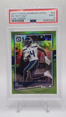 2020 Panini Donruss Optic - DK Metcalf #90 Lime Green Prizm /35 Graded PSA 9