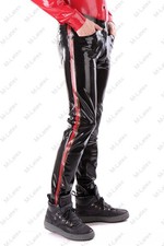 Latex Rubber Gummi straight pants trousers real pockets Jeans customized 873