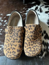 Alegria Shoes Women's Size 37 Leopard Print KAR-402XW  Leather Clogs Nursing