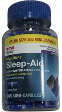 3 NIGHT TIME SLEEP AID 25mg DIPHENHYDRAMINE 365 MINI CAPS EACH EXPIRES 09/2026
