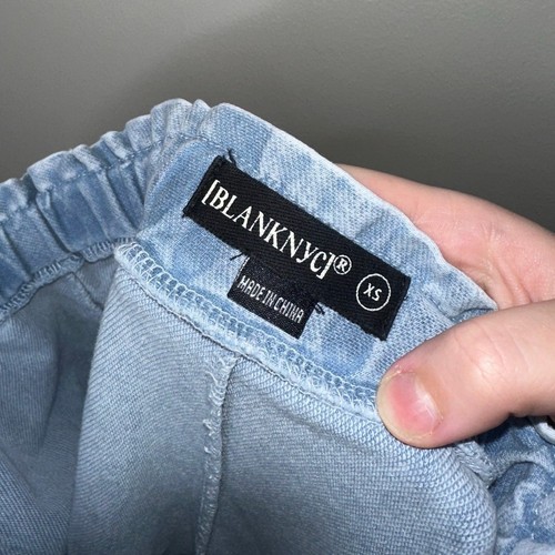 Blank NYC French Terry Printed Jean Joggers Light Blue Size XS Pockets Stretchy - Picture 3 of 7