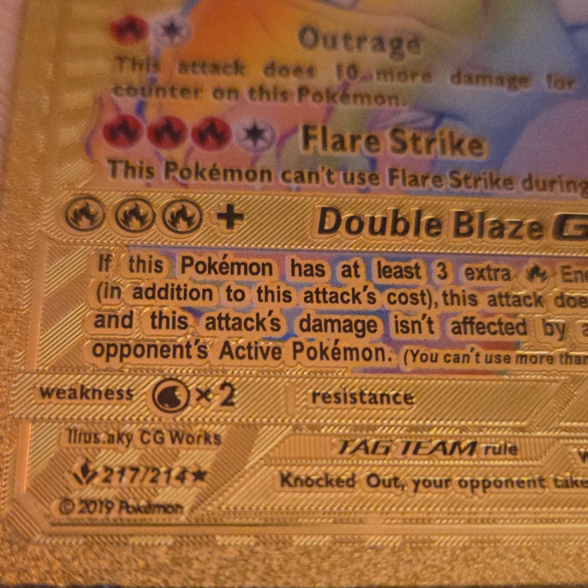 Pokémon Reshiram & Charizard GX TAG TEAM Gold Metal Basic 270HP