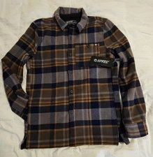 Men's Hi-Tec Lined Fleece Flannel Button-Up Shirt W/Pockets Small FREE SHIPPING