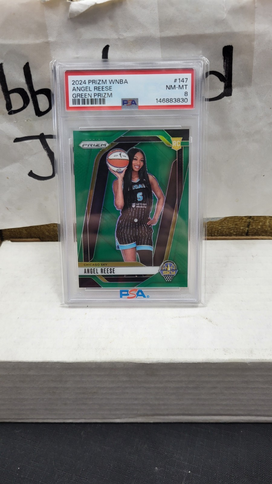 2024 ANGEL REESE GREEN PRIZM CHICAGO SKY WNBA PRIZM ROOKIE PSA 8 NM-MINT #147 view 8