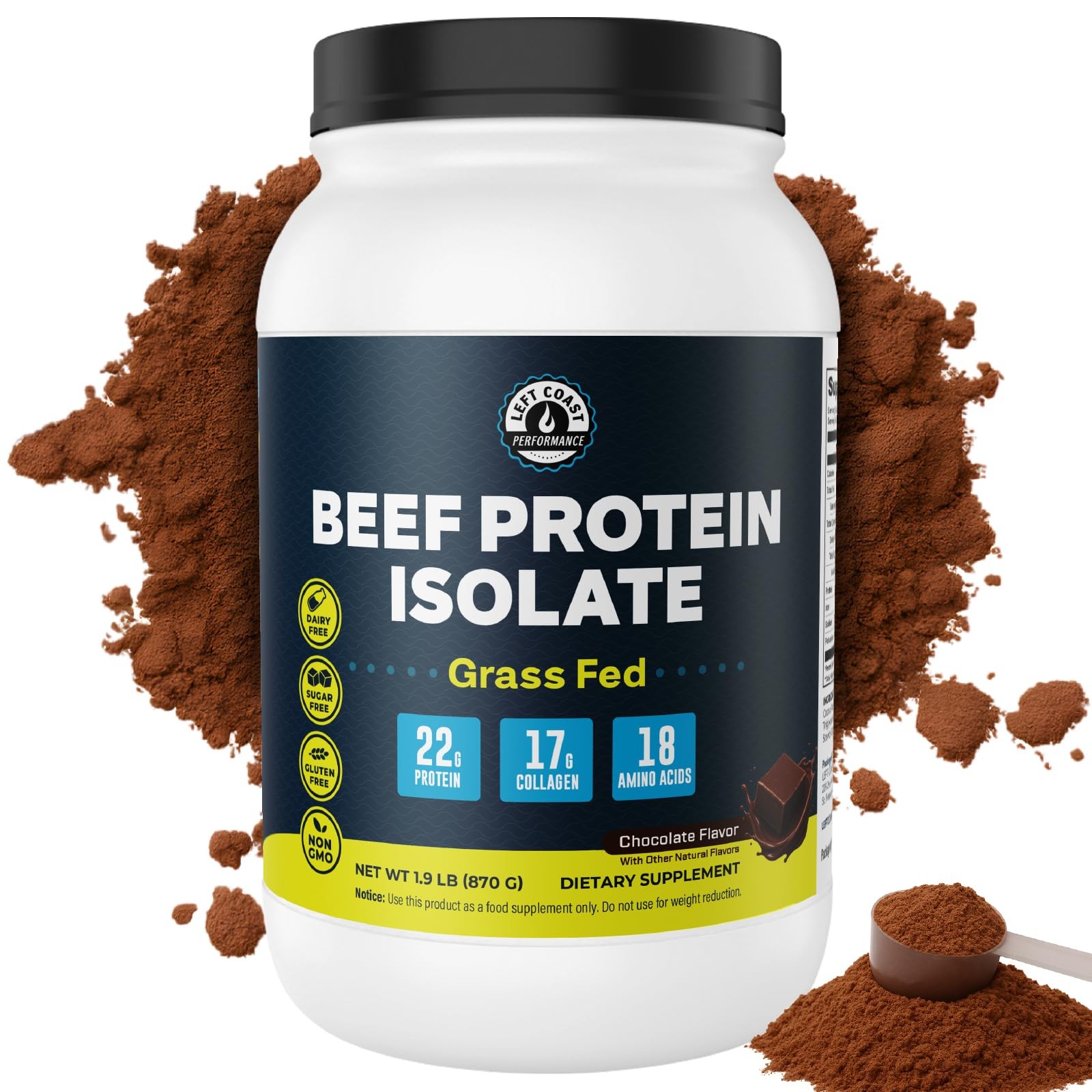 Grass Fed Beef Protein Powder – 22G Protein, 17G Collagen, 18 Amino Acids, No...