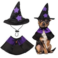 Pet Witch Costume, Dog Halloween Costume Size S, black, purple