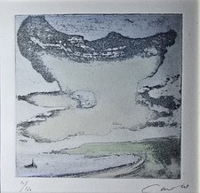Signed Mounted Coloured Limited Edition Etching Mounts Bay Cornwall Ian Laurie
